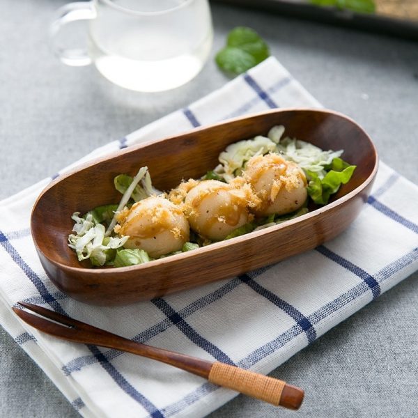 oval wooden snack plates