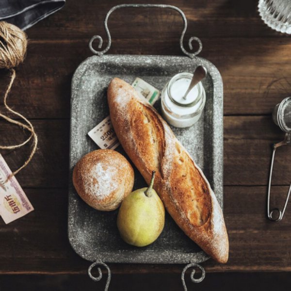 european retro metal serving tray