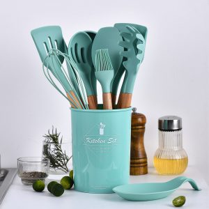 12pcs blue silicone cooking utensils set