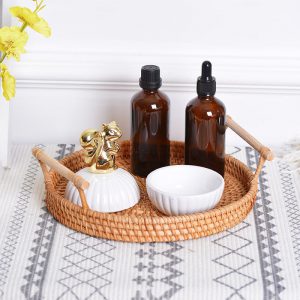 woven rattan serving tray