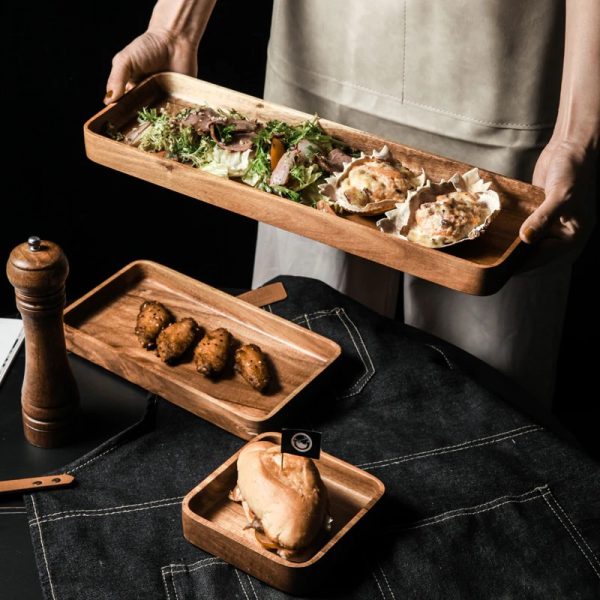 acacia wooden food serving tray